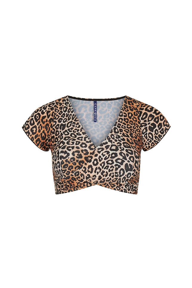 Leopard crop swimwear top