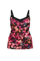 Ghost mannequin pink floral underwire tankini top
