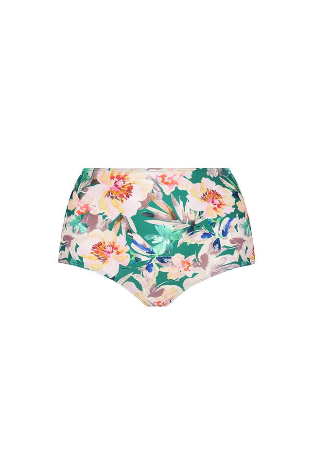 Ghost mannequin teal floral high waisted bikini bottoms