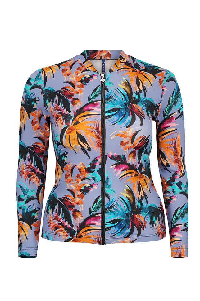 Ghost mannequin tropical print long sleeve rash vest