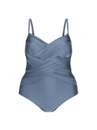 metallic grey criss cross swimsuit