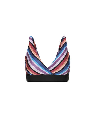 Metallic Stripe V Neck Bikini Top