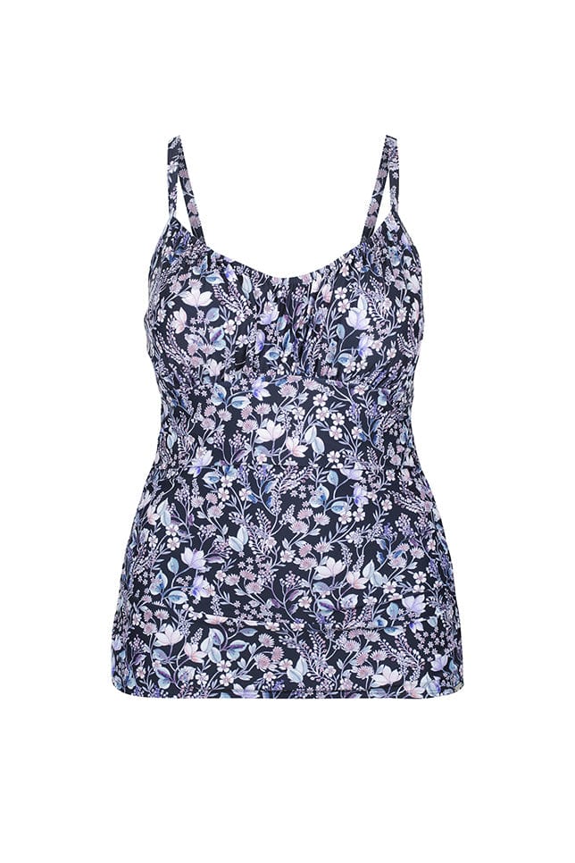 floral underwire tankini top with ruching