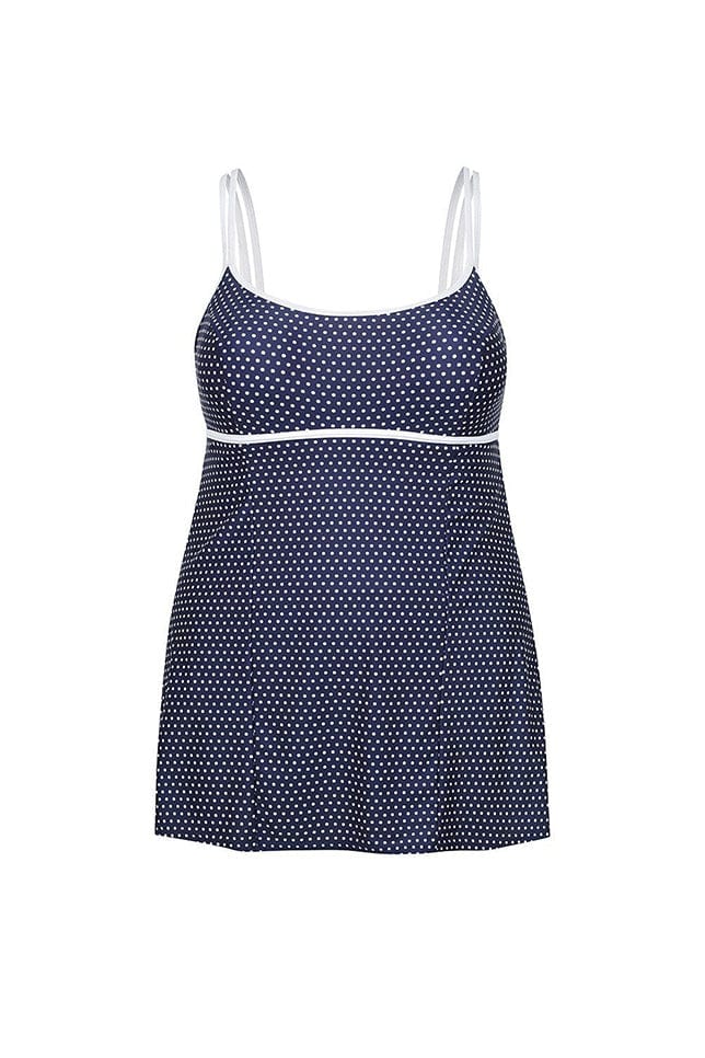 Navy and white dots underwire swim dress