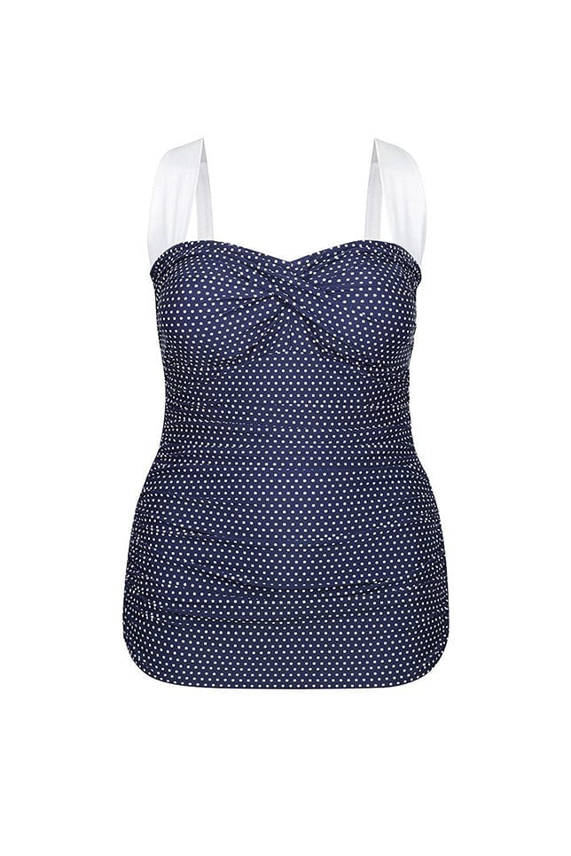 Navy and white dots 1950's ladies swimwear