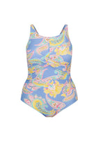 Ghost mannequin pastel paisley high neck swimsuit