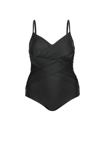 Black Criss Cross One Piece Swimwear