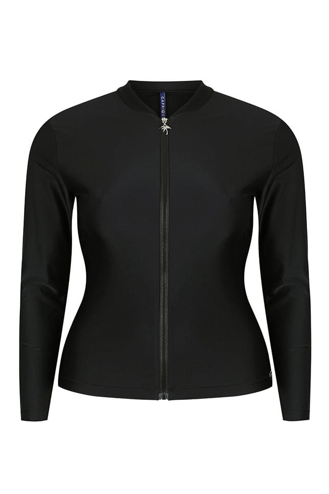 Ghost mannequin black long sleeve zip up rash vest