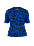 Blue and black patterned shirt on a white background