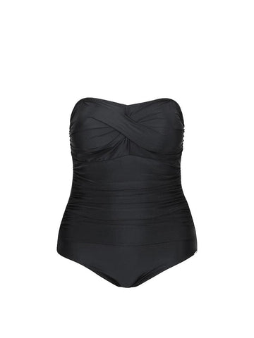 Black Twist Front Bandeau One Piece