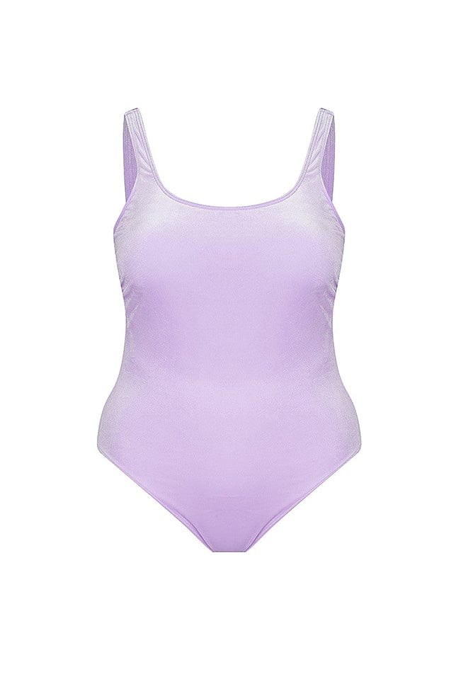 Ghost mannequin velvet lilac high cut one piece