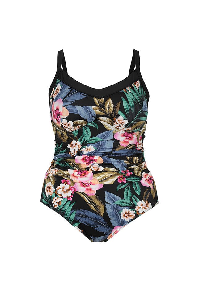 Ghost mannequin black floral underwire one piece