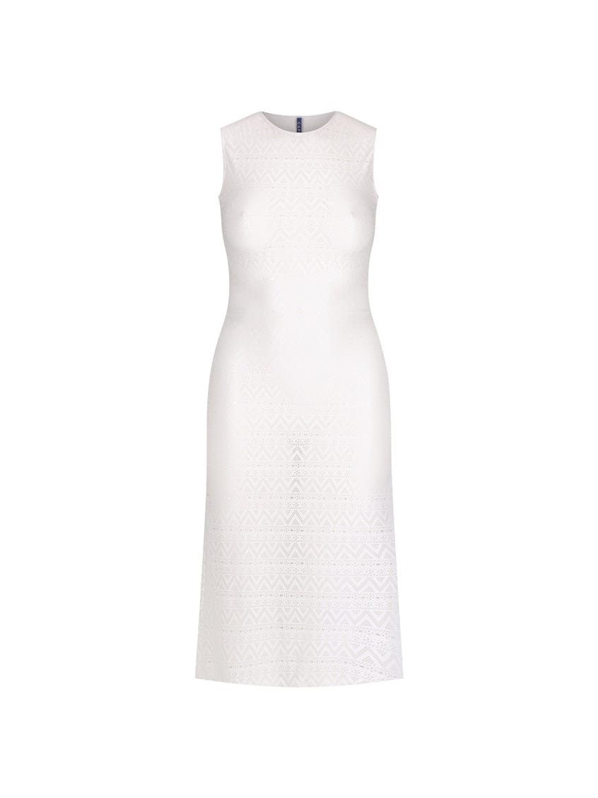 Ghost mannequin white maxi mesh dress