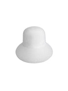 White woven bucket hat on a white background