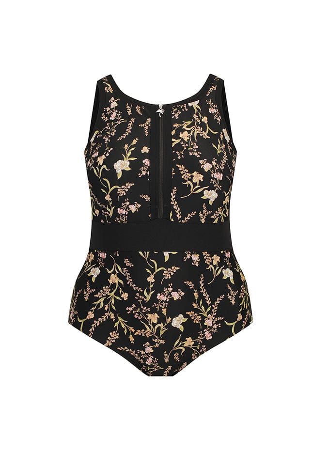 Ghost mannequin black floral sleeveless one piece