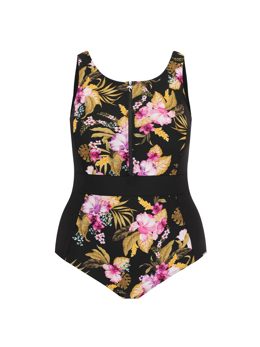 Ghost mannequin of sleevless floral pool proof one piece