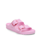 pink women's sandal with big buckles