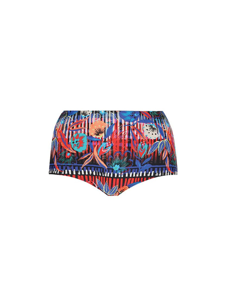 Multicolored floral-patterned swim briefs