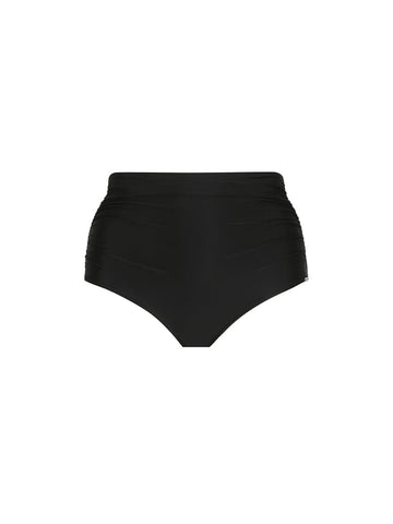 Black Extra Ruched High Waisted Belly Pant Bikini Bottoms