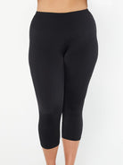 model wearing black chlorine resistant swim pant