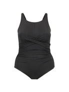 women's black high neck one piece swimsuit