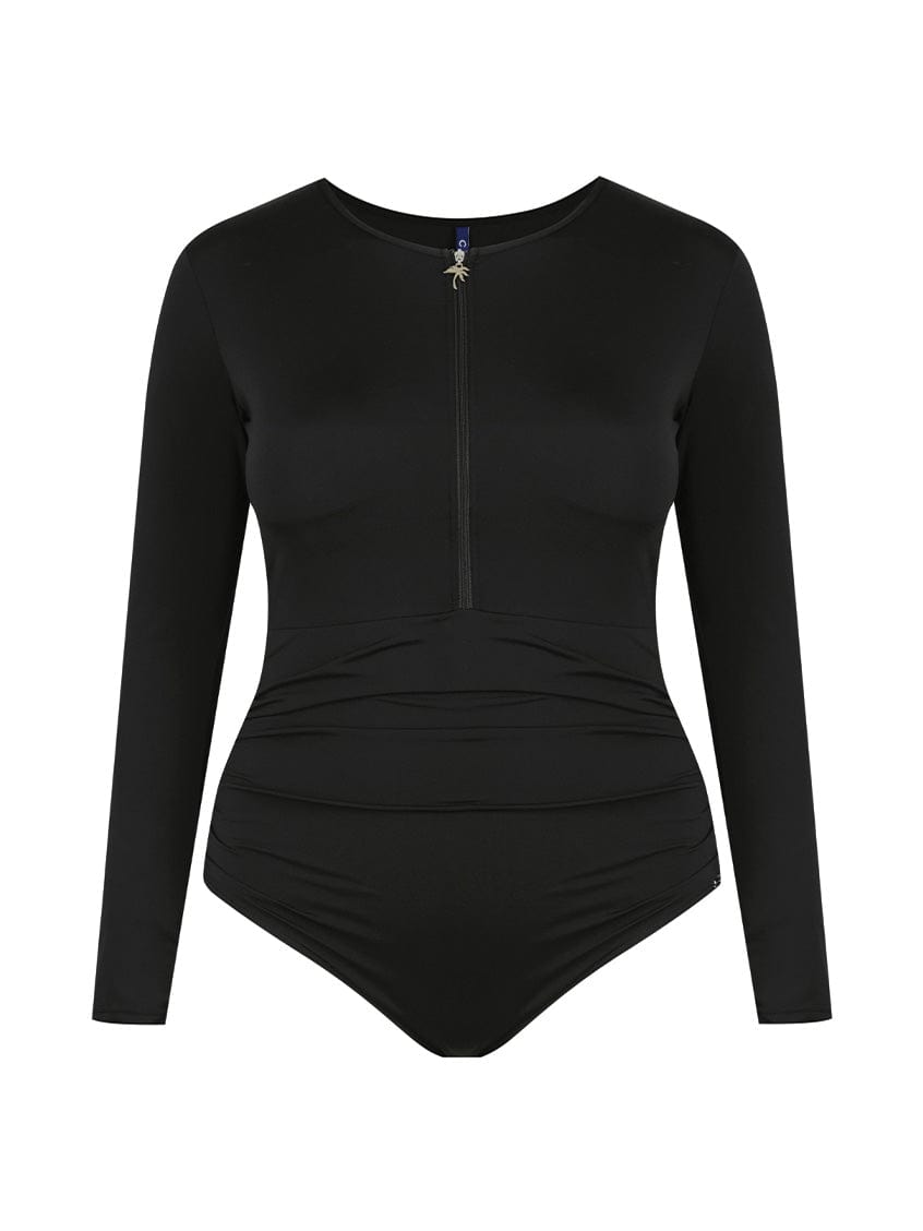 black chlorine resistant black long sleeve one piece