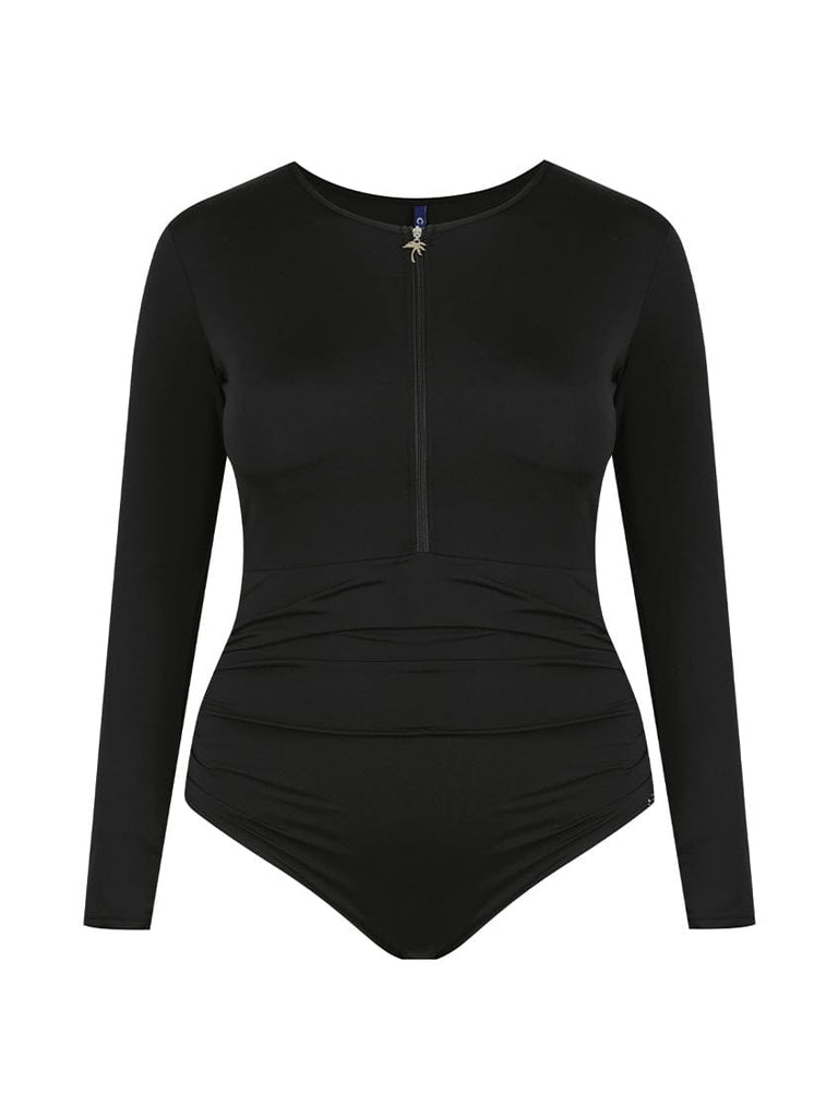 black chlorine resistant black long sleeve one piece