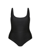 plain black scooped one piece
