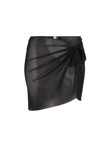 Black Mesh Tie Skirt Short Bottom