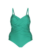 metallic green criss cross one piece