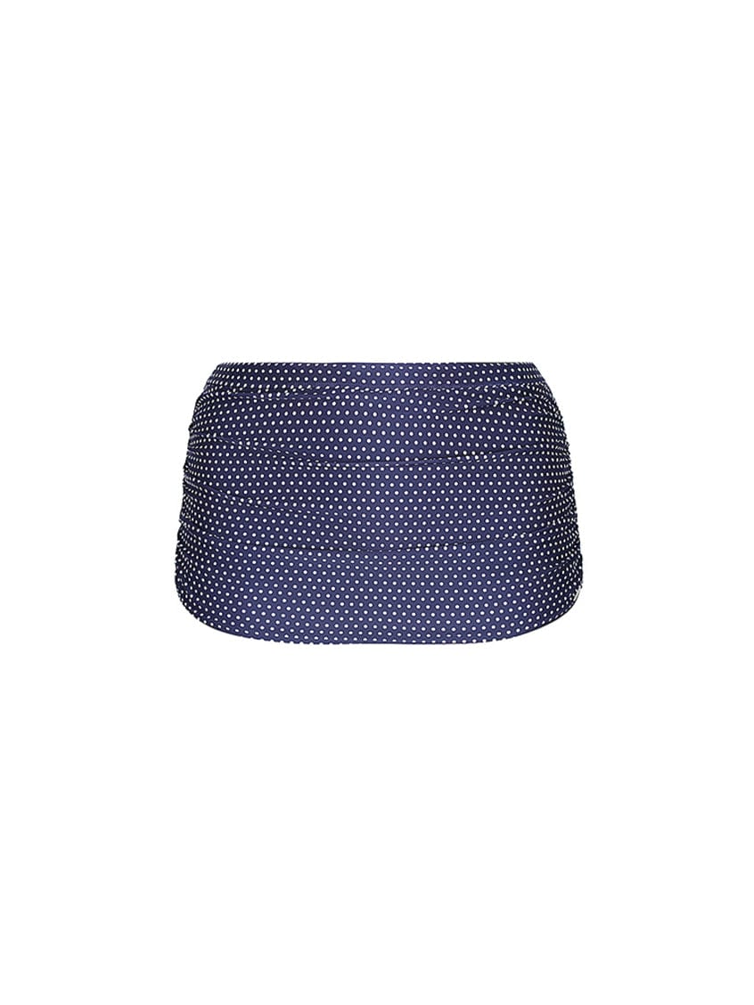 navy polka dot skirted bikini bottoms