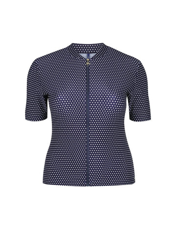 Navy & White Dots Rash Vest Short Sleeve