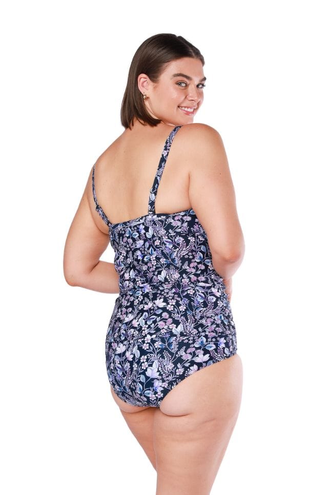 navy floral tankini top with underwire