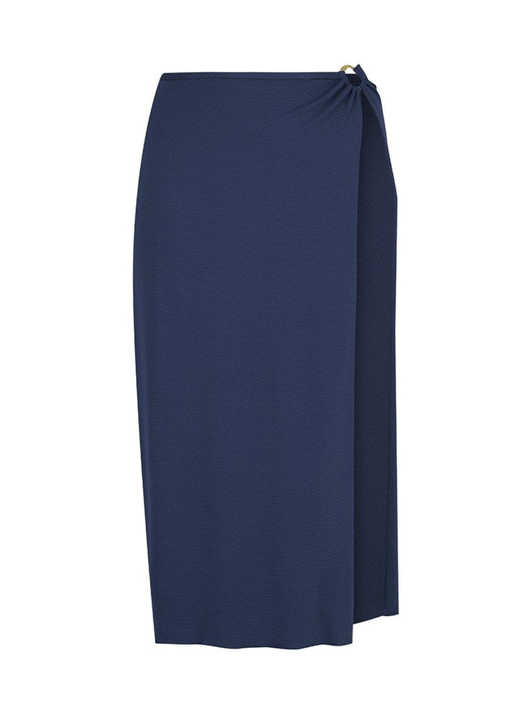 textured navy maxi skirt