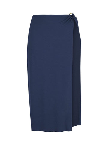 Honey Comb Navy Maxi Split Skirt