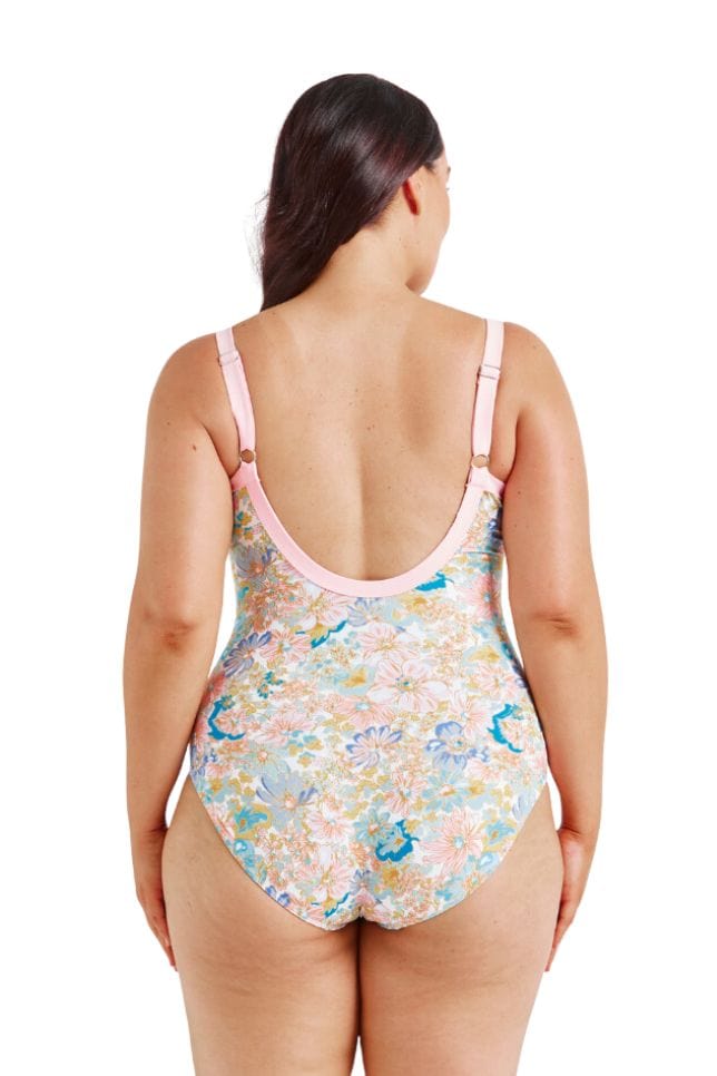 floral swimwear with low back