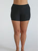 Woman in boyleg swim short
