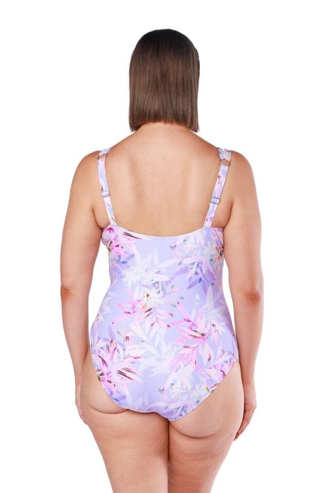 purple floral one piece swimsuit