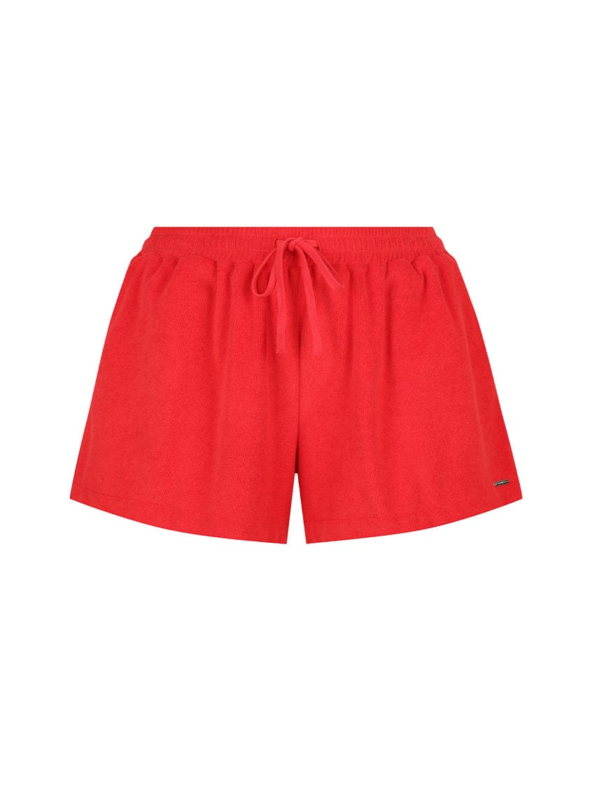 red terry towelling shorts
