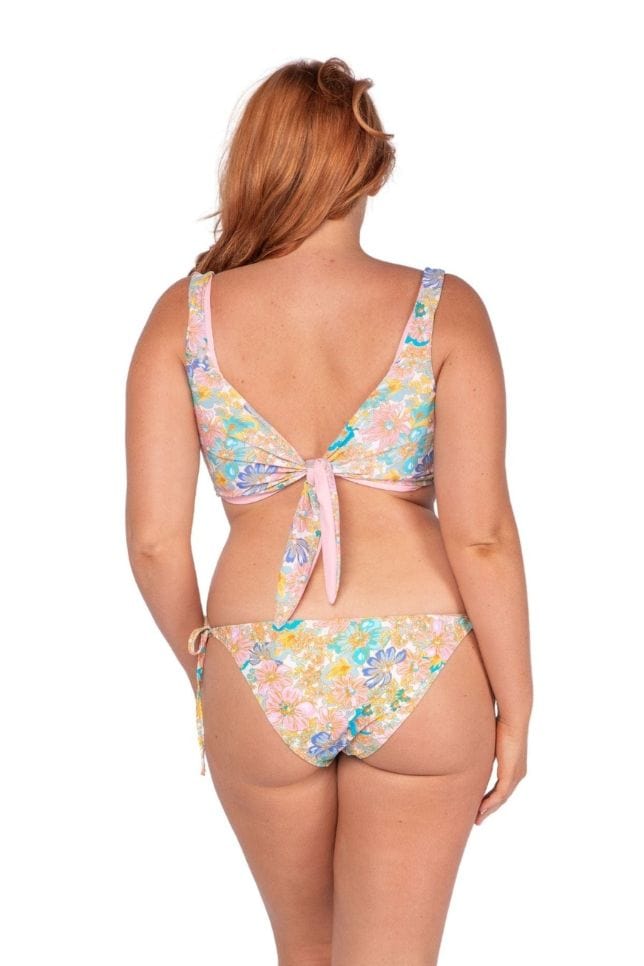 retro floral active bikini top