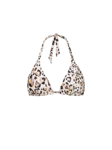 Snow Leopard Triangle Bikini Top