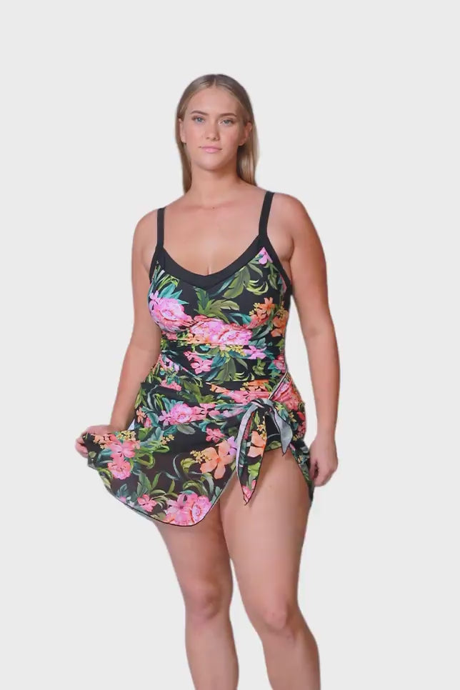 blonde plus size model wearing bora bora mesh wrap beach sarong