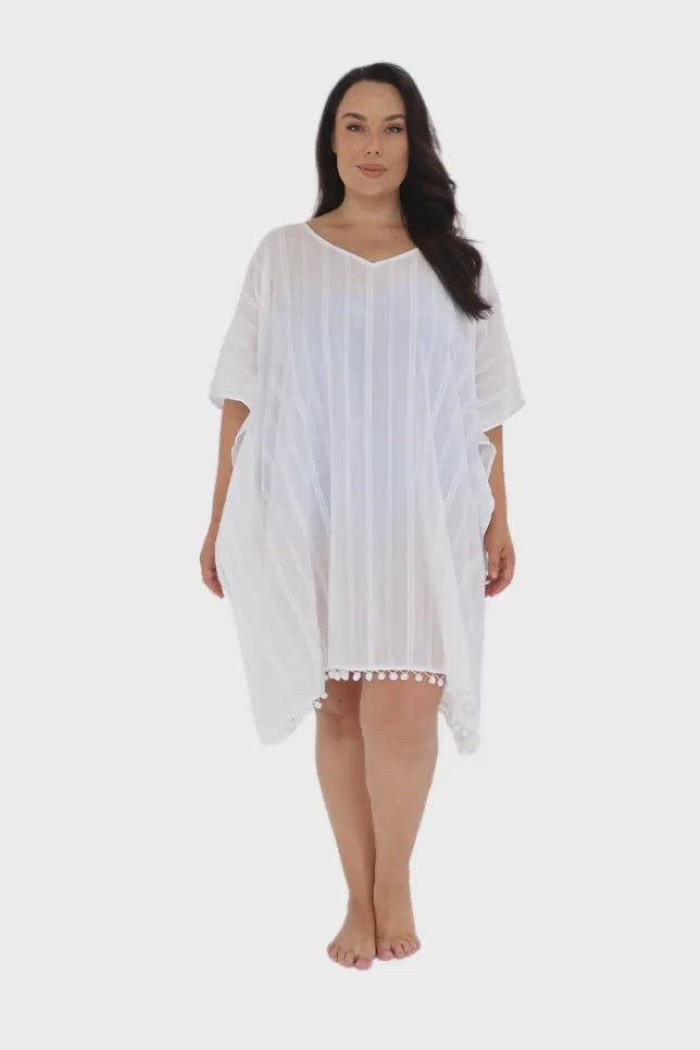plus size white cotton kaftan dress