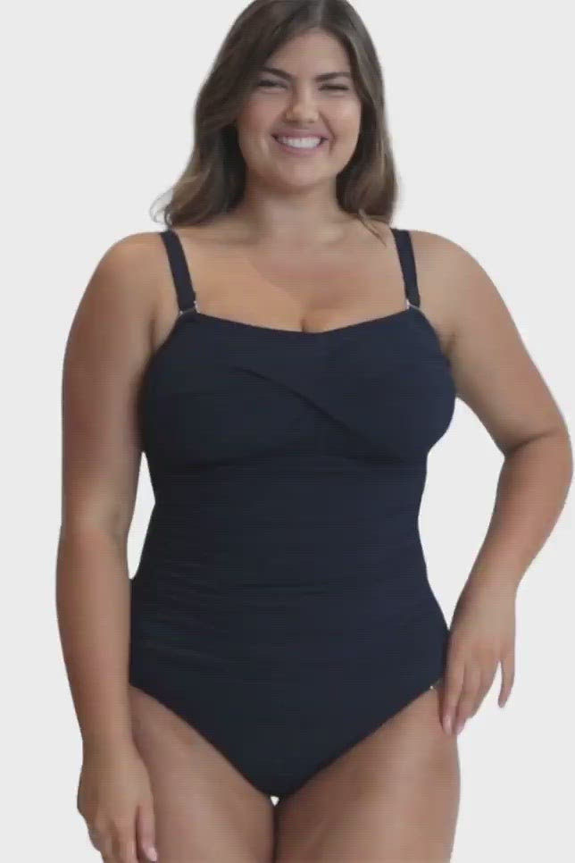 navy bandeau one piece
