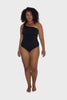 ladies black one shoulder one piece