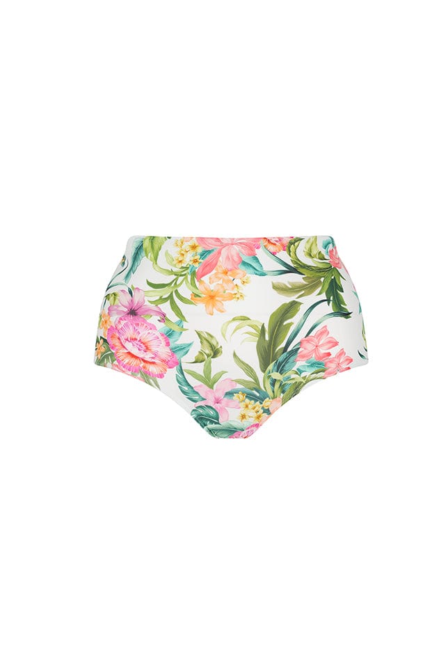 Ghost mannequin white floral high waisted bikini bottom