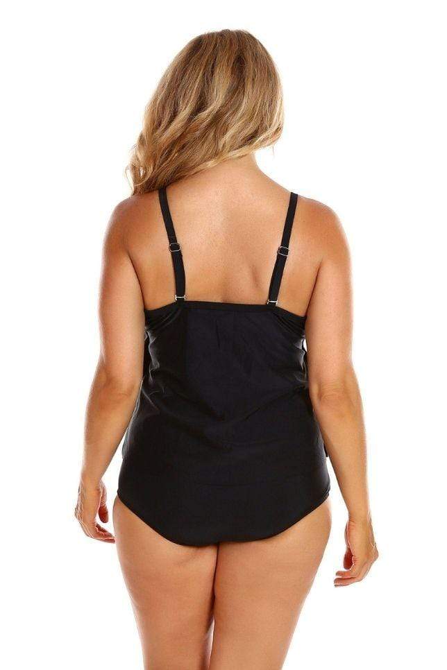 Chlorine Resistant Black 3 Tier Tankini Top