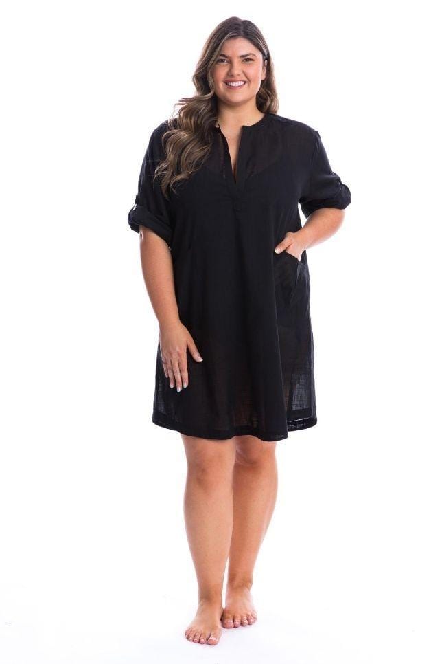 beach kaftan black