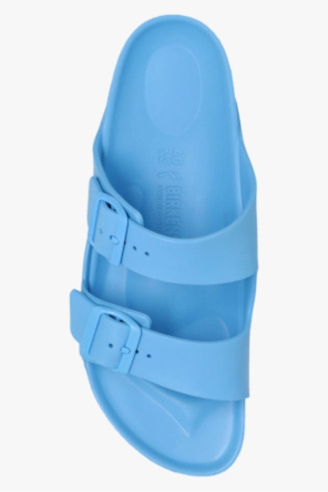 blue rubber birkenstock sandals