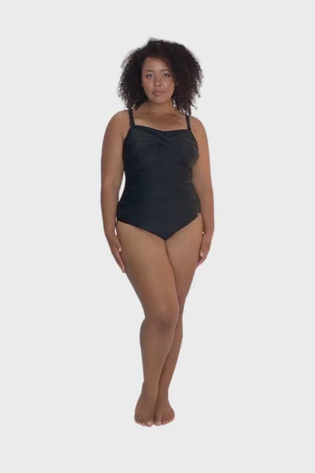 womens black bandeau one piece